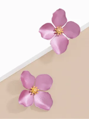 ZENZII - Pink Metallic Petal Earring