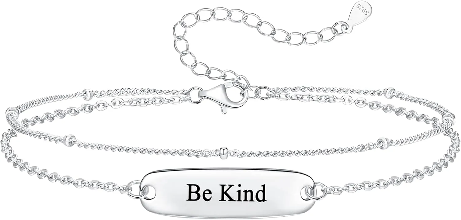 ZOEXUE 925 Sterling Silver Be Kind of A Bith Bracelet - 14k Gold/Silver Filled Layered Beaded Hidden Message Bracelets Be Kind Of A Bich Motivational Inspirational Gifts for Women Friend Sister