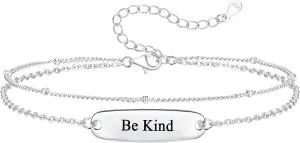 ZOEXUE 925 Sterling Silver Be Kind of A Bith Bracelet - 14k Gold/Silver Filled Layered Beaded Hidden Message Bracelets Be Kind Of A Bich Motivational Inspirational Gifts for Women Friend Sister